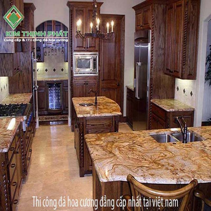 Mặt bàn đá hoa cương vàng saphaia